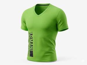 Armani Exchange Men's Slim Fit V-Neck Pima Cotton T-Shirt in Lime Green